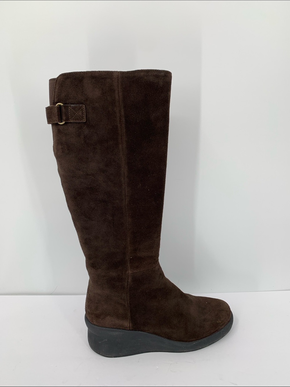 ABEO Passage tall knee high boots brown suede leather wedge comfort zipper 8.5